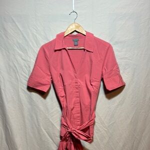 Ann Taylor Coral Short Sleeve Wrap Blouse